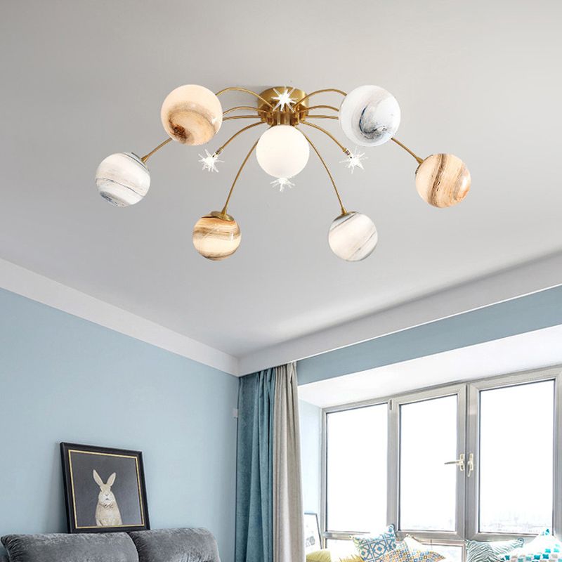 13 Light Flush Mount Ceiling Light Modern Fixture Flush Mount Lamp in Gold