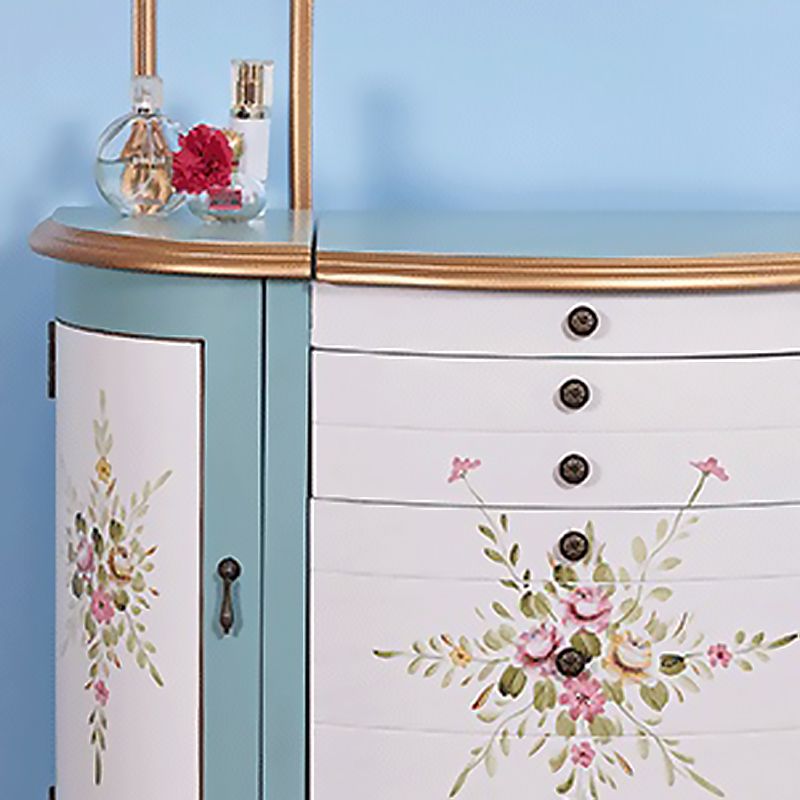 Victorian Style 31.8" Height 2 Drawers Vanity Set with Stool and Mirror