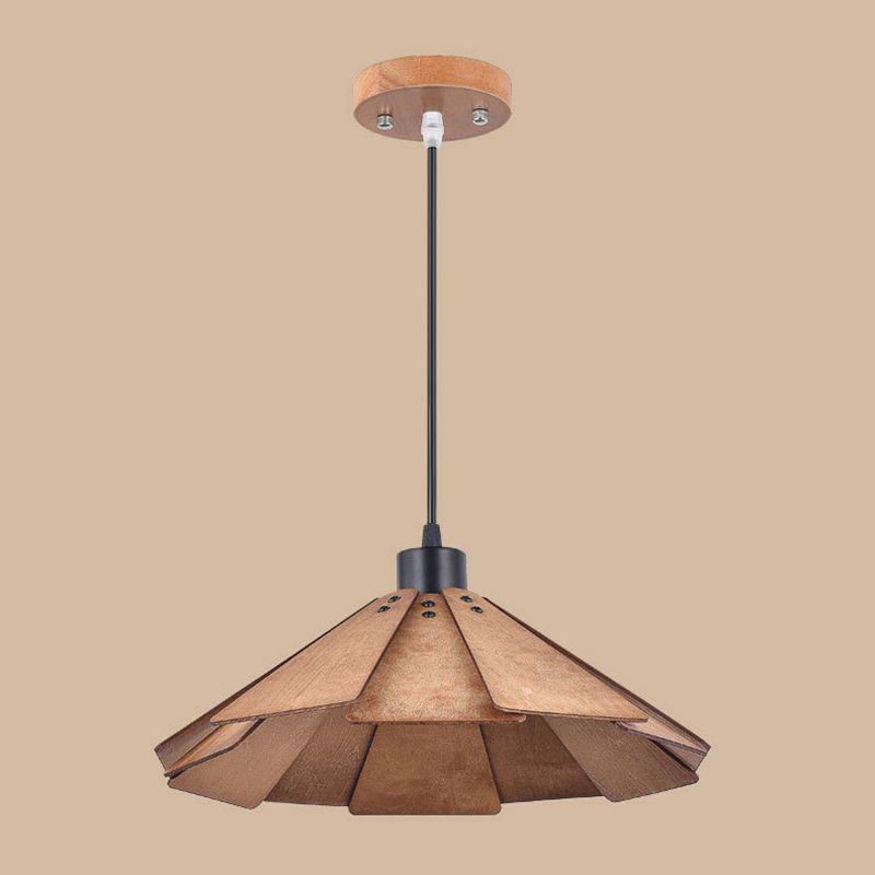 Modern Style Cone Shape Hanging Light Wood 1 Light Hanging Lamp for Bedroom