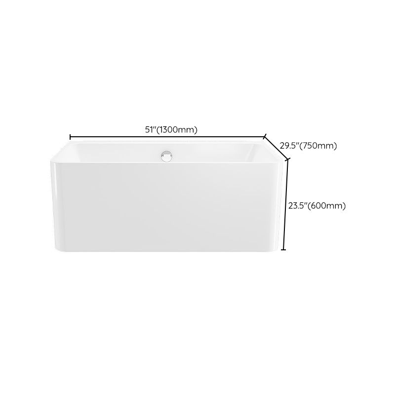 Rectangular Acrylic Soaking Bathtub Antique Finish Back to Wall Bath Tub