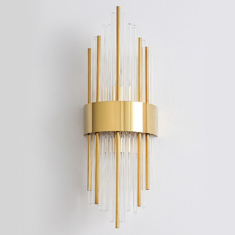 Modern Style Rhombus Wall Sconce Crystal 2 Light Sconces for Living Room