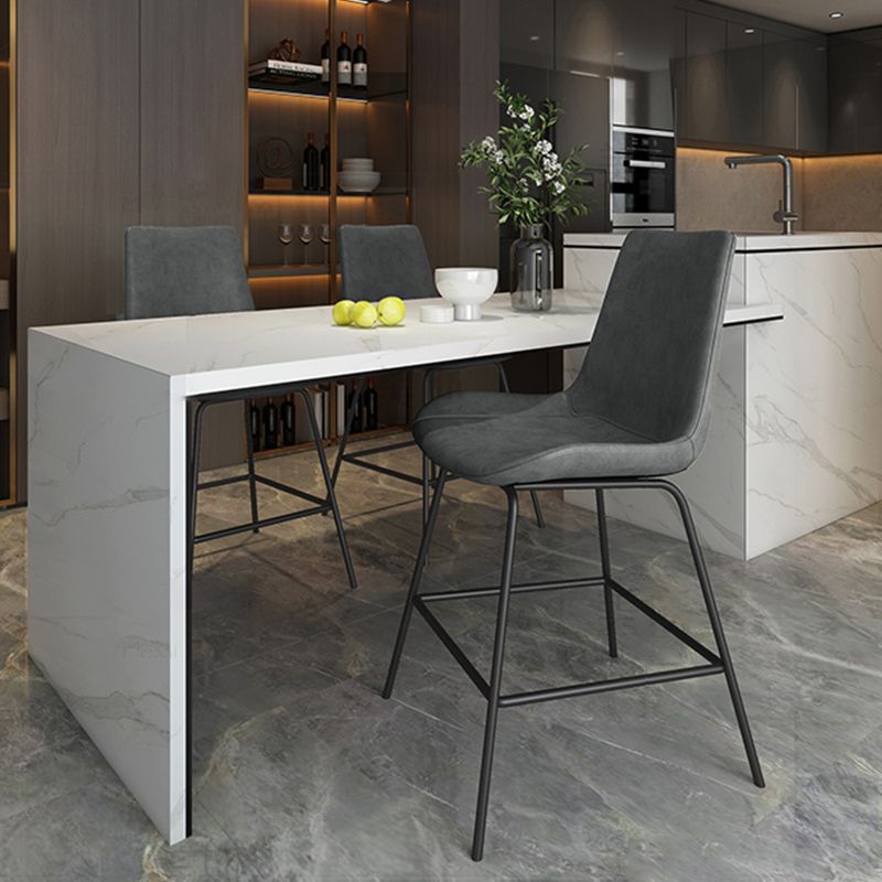 Leather Contemporary Counter & Bar Stools Matte Finish Indoor Stools with Metal Frame