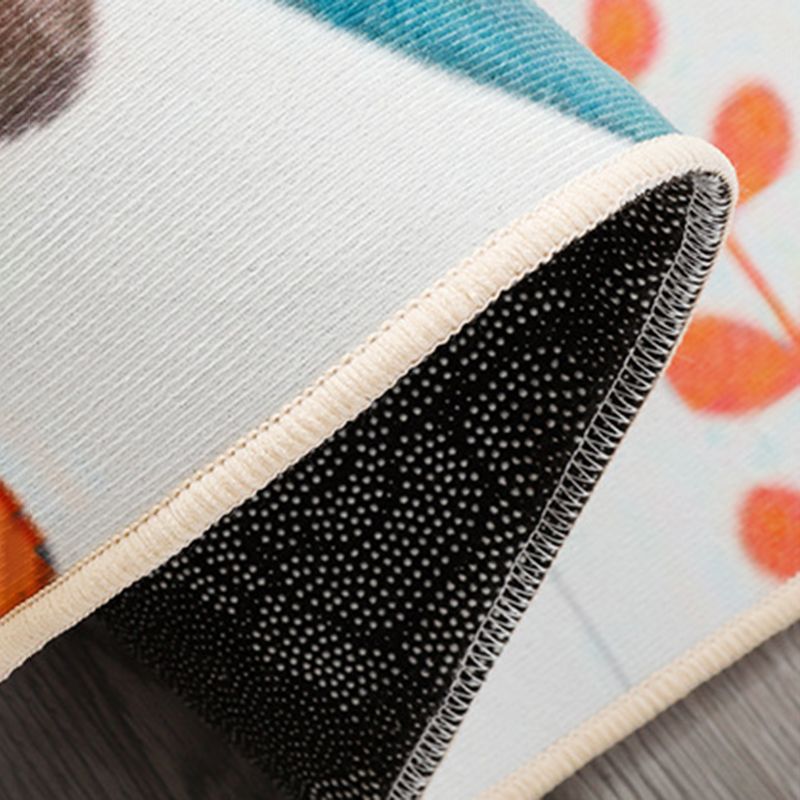 Modern Color-Blocked Carpet Blue Polyester Area Rug Stain Resistant Rug for Living Room