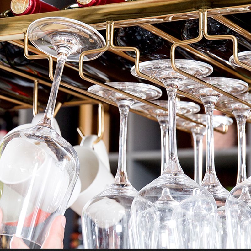 Glam Style Metal Hanging Wine Rack Kit in Gold, 59"L x 13.8"W x 14.6"H