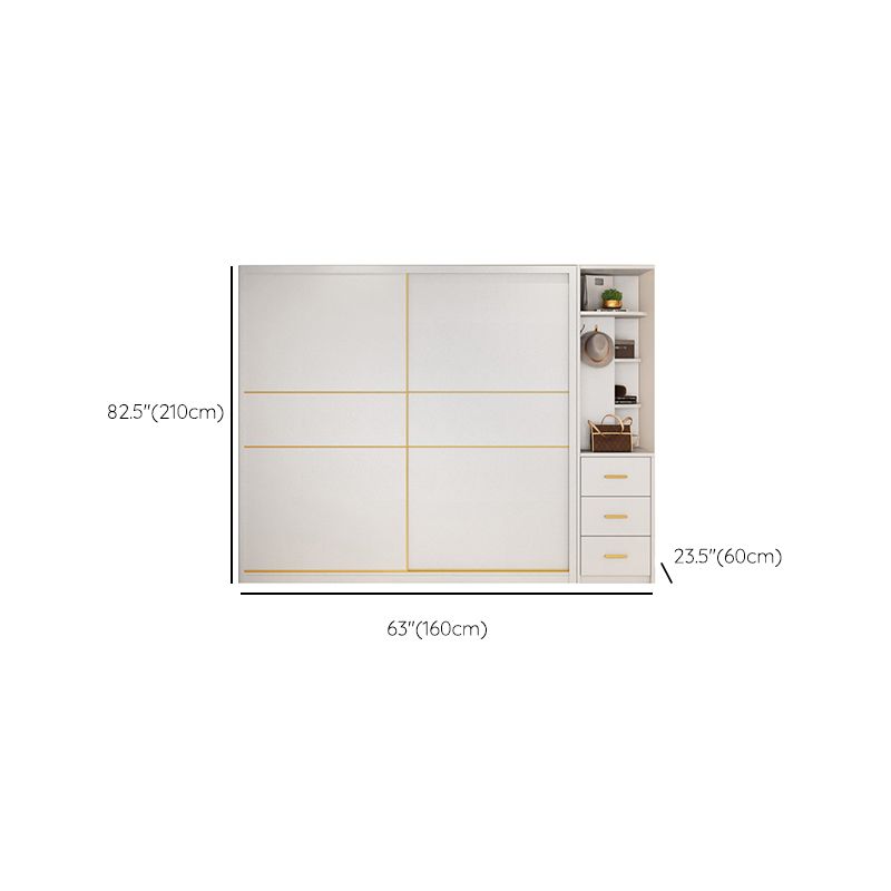 White Engineered Wood Wardrobe Cabinet Contemporary Wardrobe Armoire