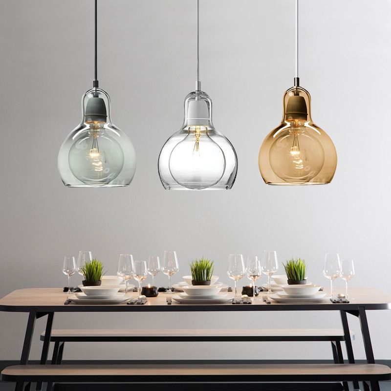 Bulb Glass 1 Light Hanging Light Fixtures Adjustable Wire Pendant Lighting for Restaurant