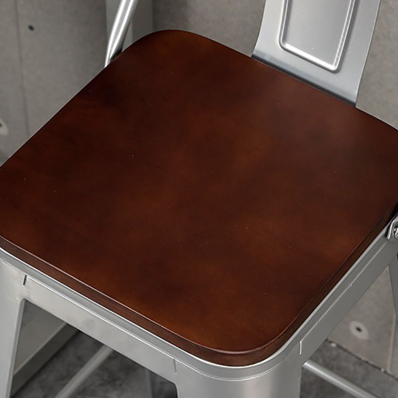 Contemporary Style Barstool Square Low Back Bar Stool with Metal Legs