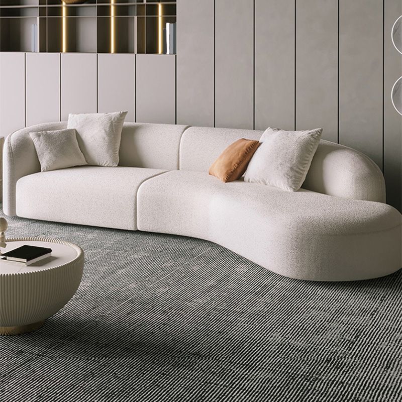 Scandinavian Tuxedo Arm Sofa with Chaise 27.56" H White Curved Sofa