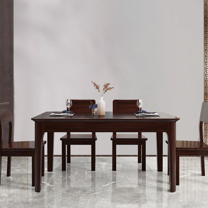 Mesa de comedor de madera maciza estándar industrial, mesa de comedor rectangular para cocina con base de 4 patas