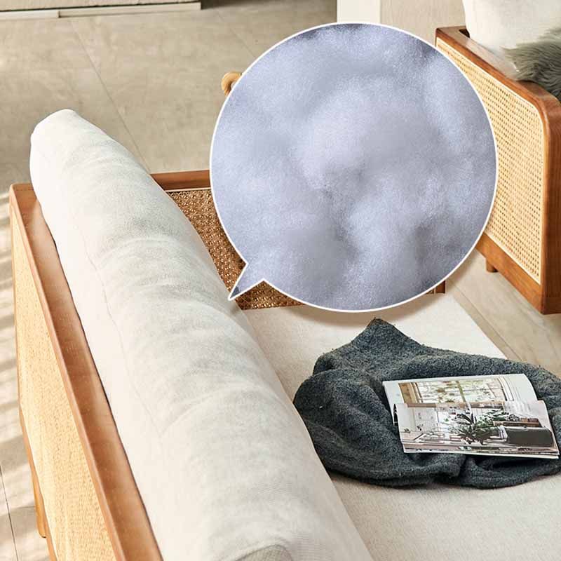 25.59" High Linen Sofa White Tuxedo Arm Sofa with Loose Back