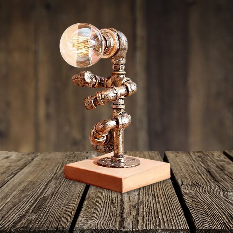 1 Light Table Lighting with Robot Athlete Design Metal Steampunk Style Bedroom Table Lamp in Bronze