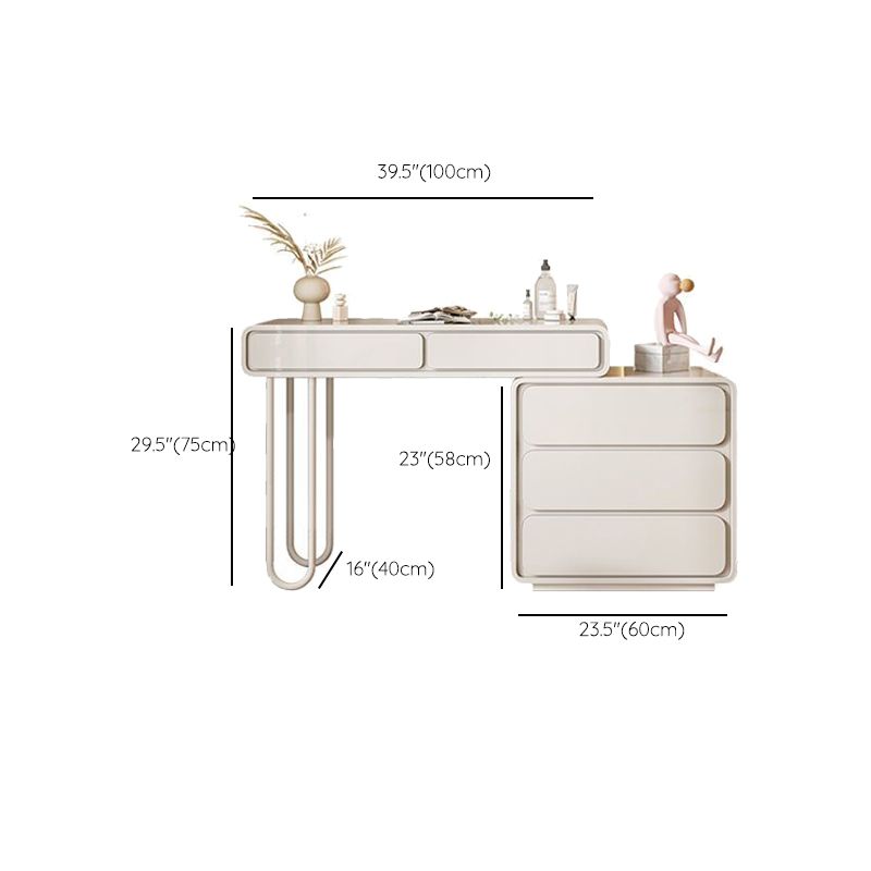 White Make-up 15.74" Wide Vanity Makeup Vanity Desk Table with 5/8 Drawers
