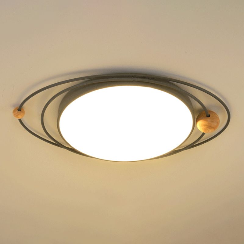 LED Nordic Ceiling Flush Wood & Acrylic Round Ceiling Flush Mount for Bedroom