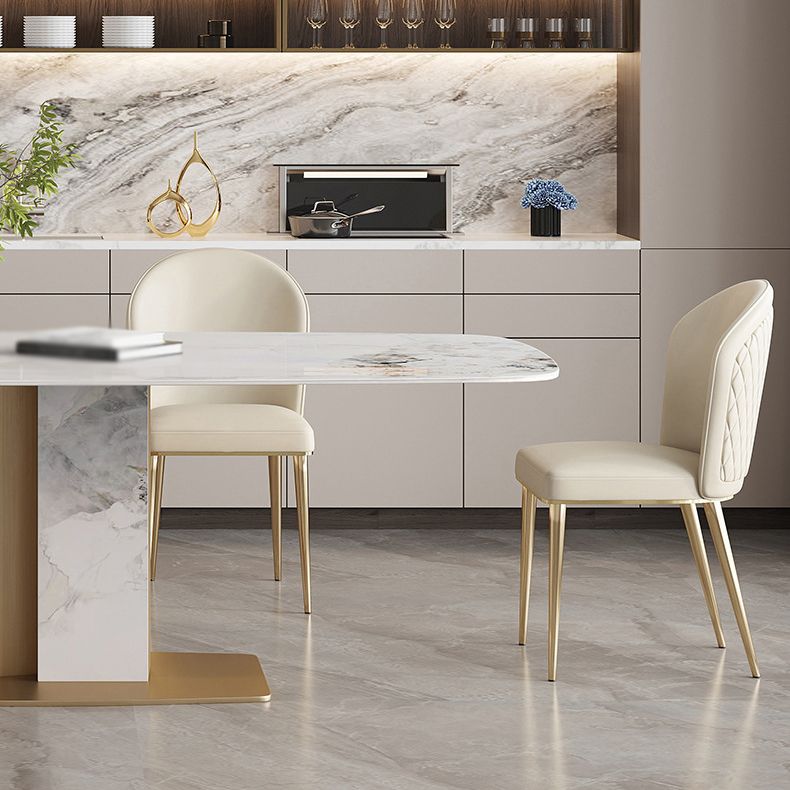 Luxury 1/4/5/7 Pieces Rectangle Dining Set Sintered Stone Top Dining Table with Chairs