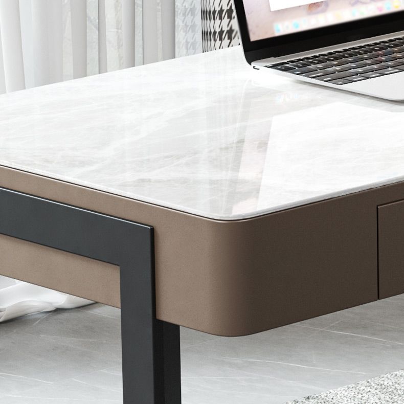 Modern Style 2-drawer Office Desk Sintered Stone Home Writing Desk