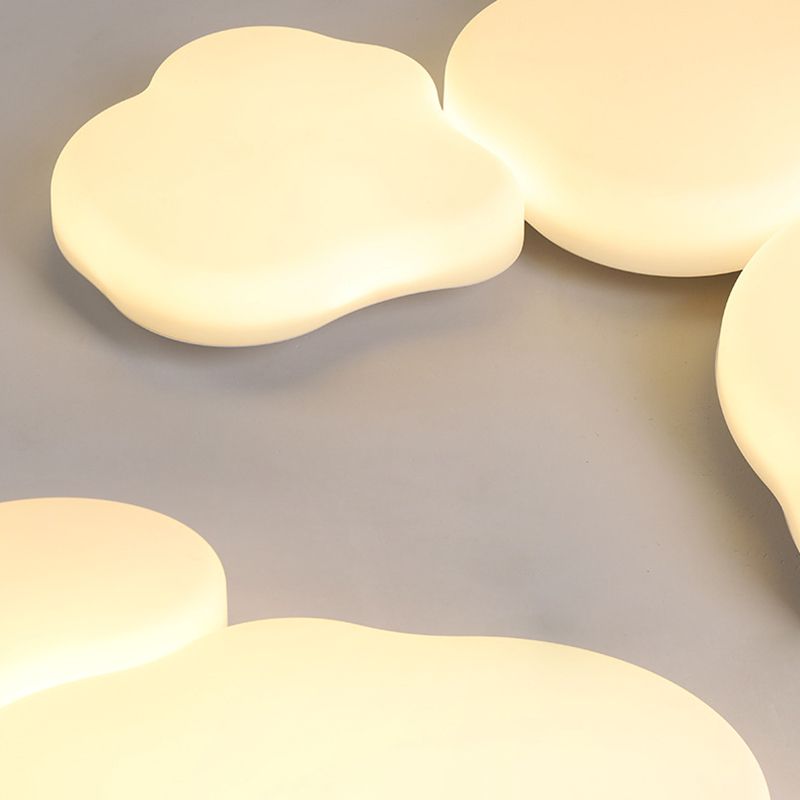Cloud Shape Flush Ceiling Lights Modern Acrylic Flush Mount Lighting in White Finish