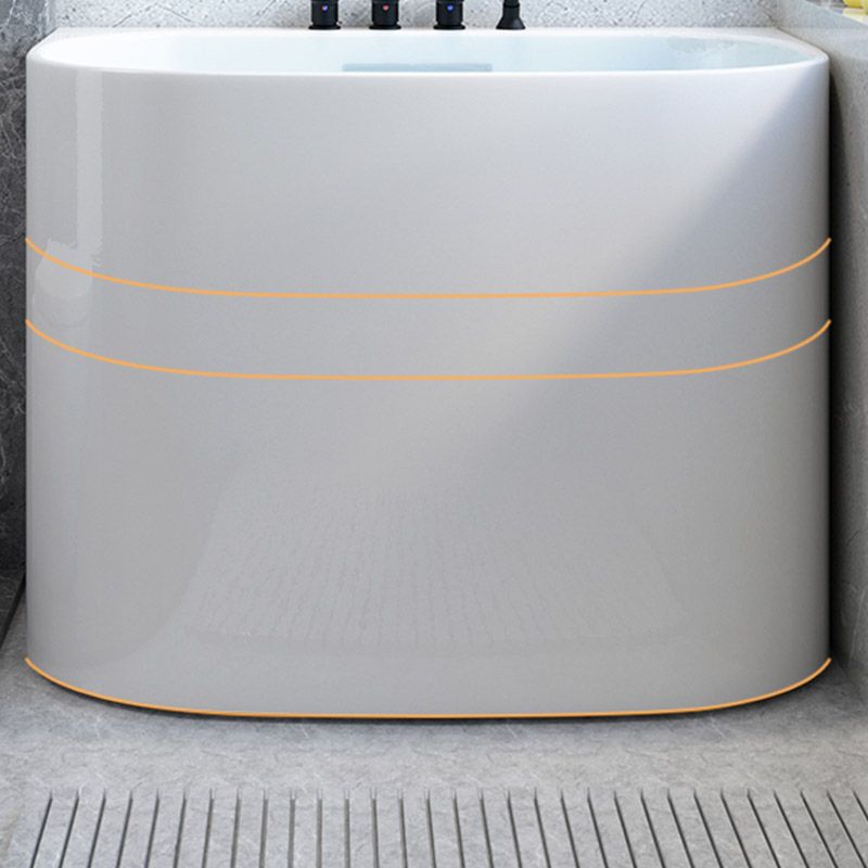 Modern Corner White Acrylic Bathtub Back to Wall with Drain Bath Tub