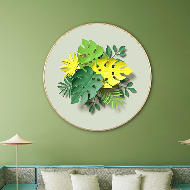 Leaves Wall Art Decor Modern Canvas Textured Painting in Light Color, Multiple Sizes