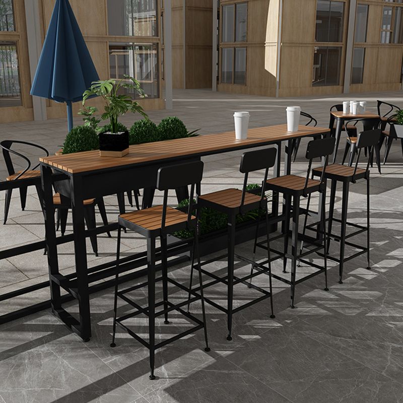 Industrial 41.3"H Bar Table Rectangular Wooden Top Table for Patio