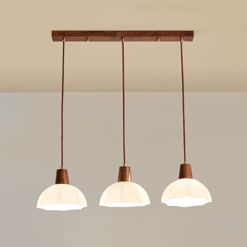Plafond pendentif dôme Light de style contemporain en bois blanc d'éclairage pendentif blanc