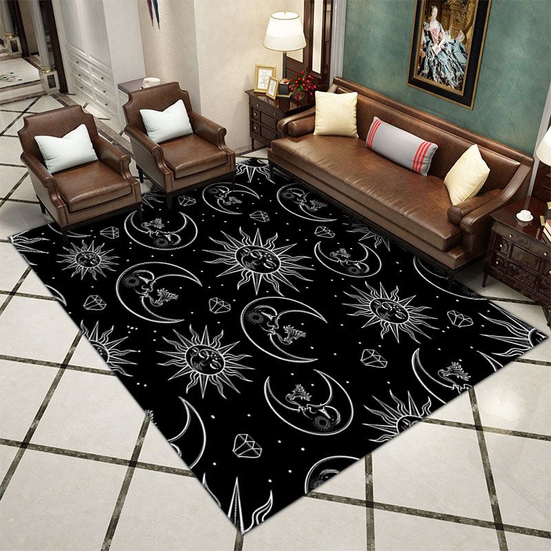 Yellow Modern Carpet Polyester Graphic Carpet Non-Slip Backing Carpet for Living Room