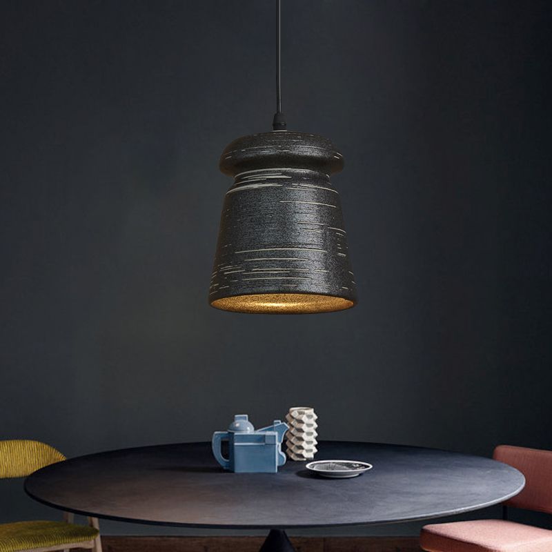 1-Kopf-Zylinder/Urne hängende Anhänger Industrial Style Schwarz Keramik-Federung Licht für das Restaurant