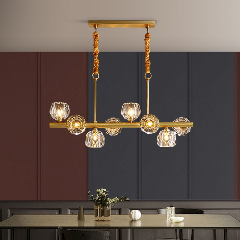 Ball Shape Crystal Island Pendants Modern Style Multi Lights Island Pendant Lights in Gold