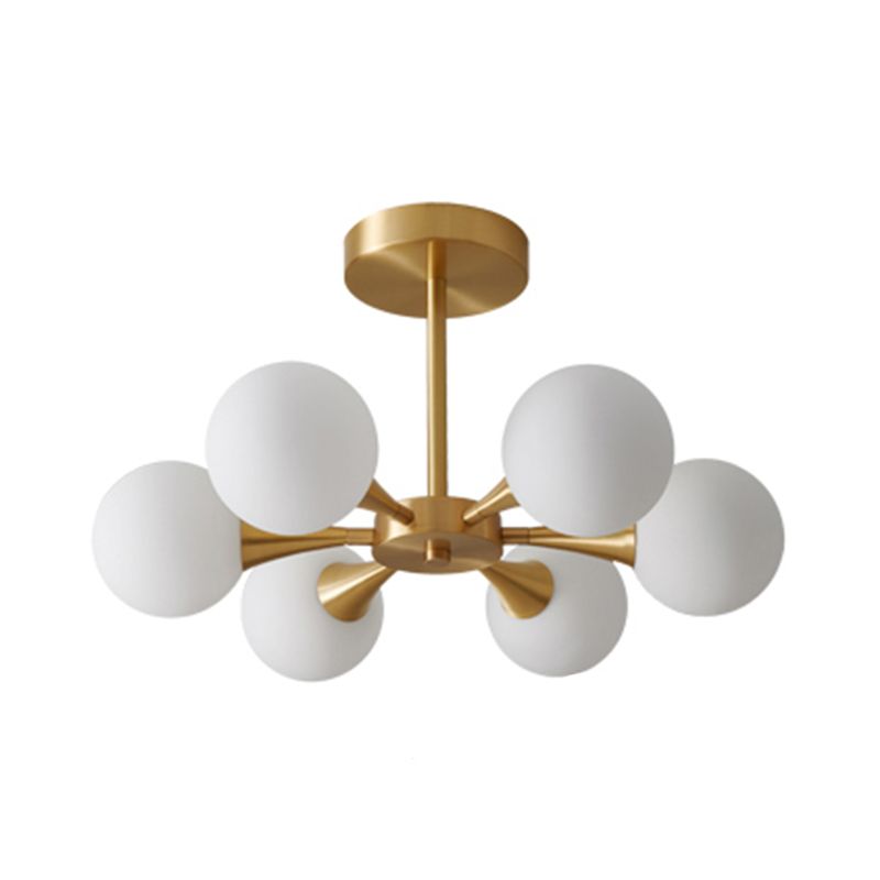 Contemporary Sphere Flush Light Fixture Glass Flush Mount Ceiling Fixture in Gold