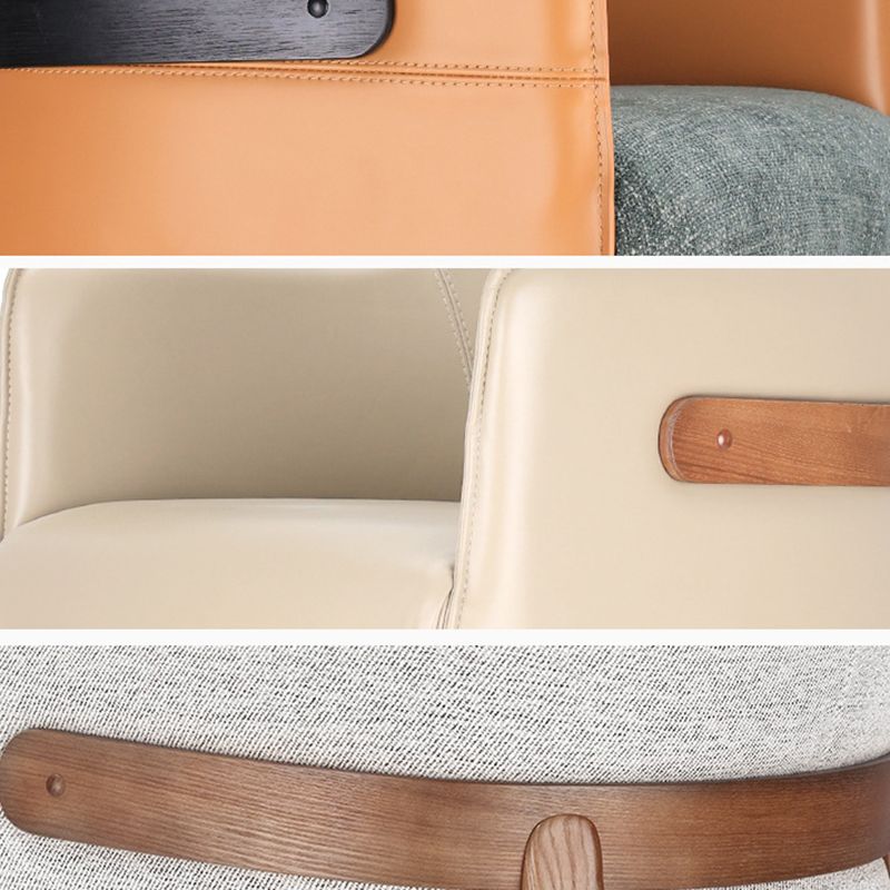 Modern Simple Arm Chair Wooden Base Dining Arm Chair for Living Room