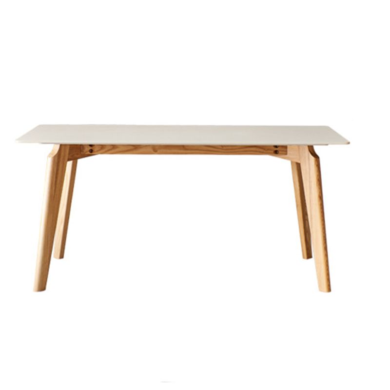 Modern Style Rectangle Table Sintered Stone Table with Wood Legs for Kitchen