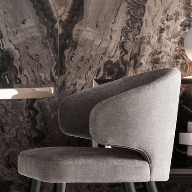 Glam Style Upholstered Side Chair Solid Back Chair with 4 Black Finish Legs