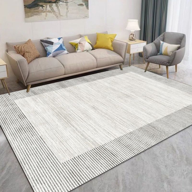 Gray Modern Carpet Line Polyester Area Carpet Washable Carpet for Drawing Room