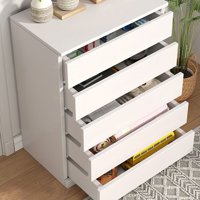 Contemporary White/Natural Chest with Wooden Drawers Rectangle Chest