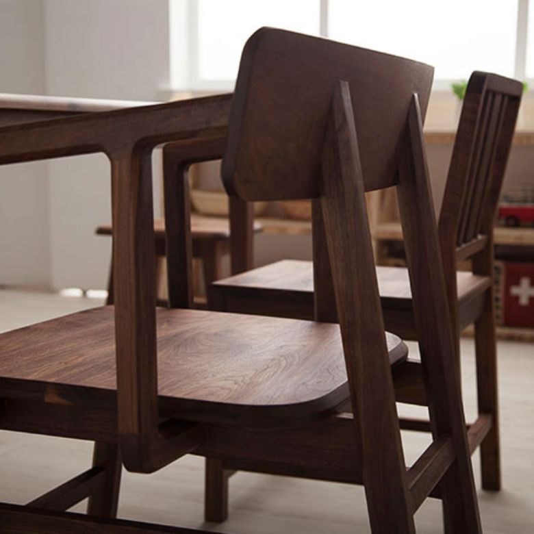Solid Wood Arm Chair Open Back Dining Arm Chair for Dining Room