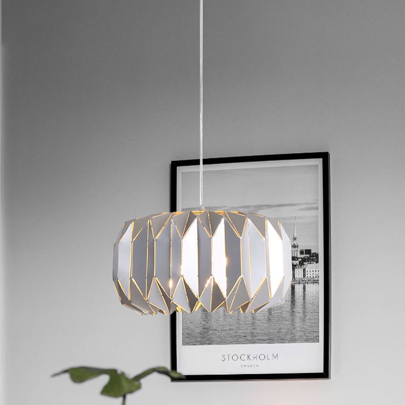 Luz de colgante de techo de 1 luz contemporánea con sombra de metal Kit de lámpara colgante de calabaza plateada/negra