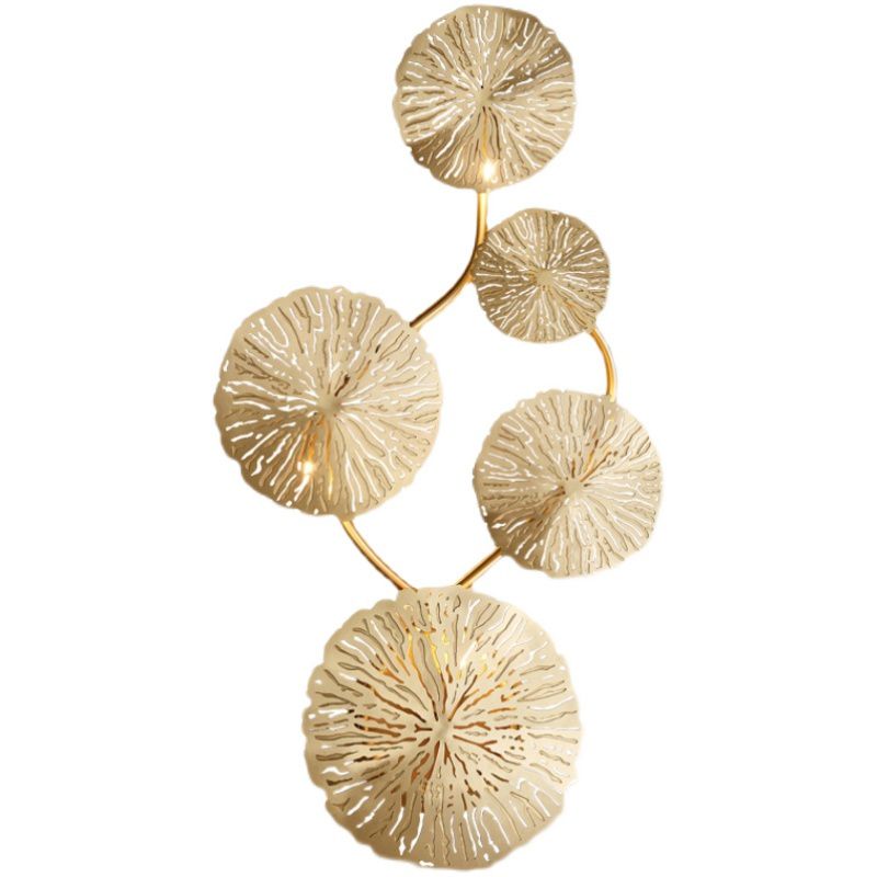 Unique Shape Metal Wall Light Modern Style Multi Lights Wall Mount Light Fixture in Gold