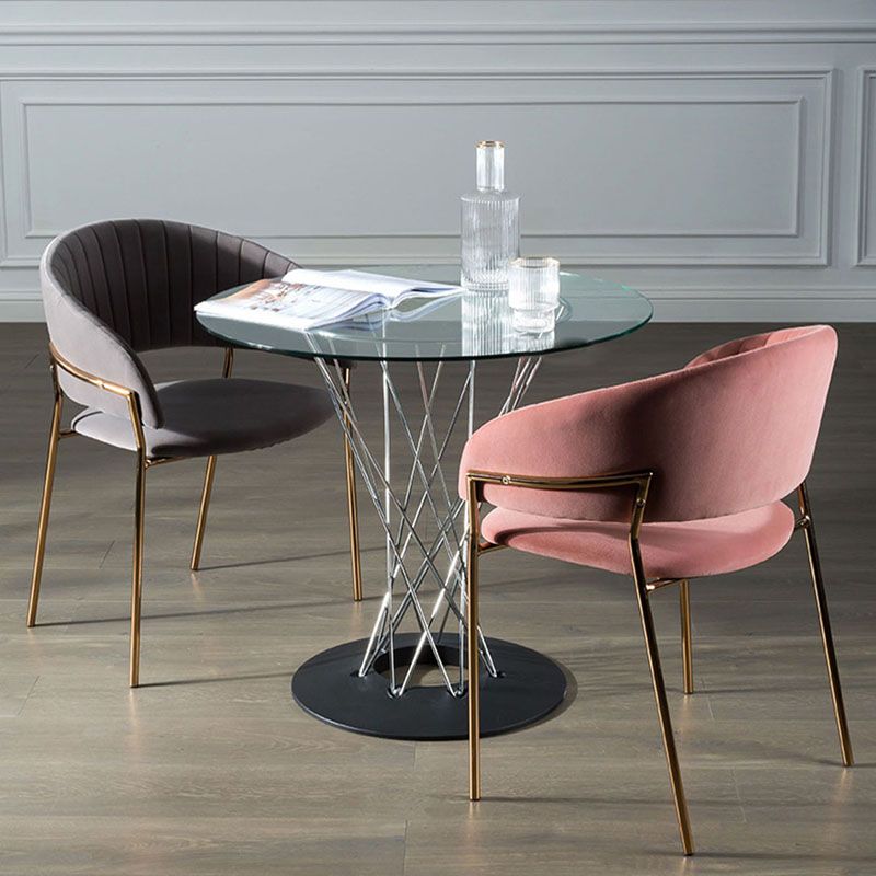Sillas de comedor con brazo trasero abierto escandinavo, silla lateral tapizada