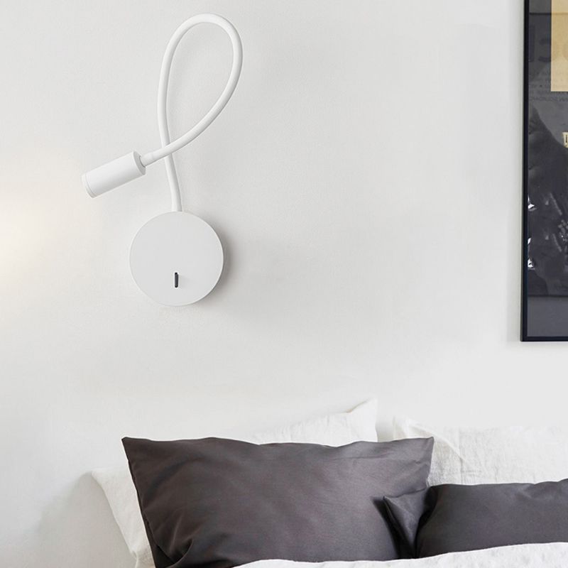 Contemporary Style Round Sconce Light Fixtures Metal 1 Light Wall Mounted Reading Lights