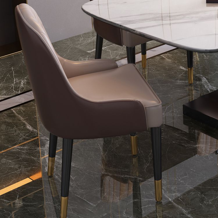 Esszimmer Set moderner Metallrahmen weiße Schiefer rechteckige Esstisch Set für Zuhause