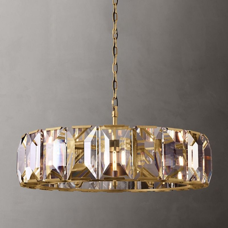 Modern Style Drum Shaped Chandelier Clear Crystal Chandelier for Bedroom