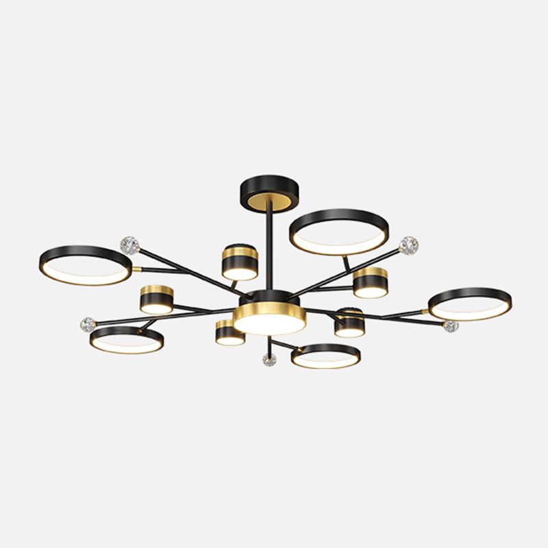 Cylinder Shape Metal Chandelier Lights Modern 11 Light Chandelier Lighting in Black