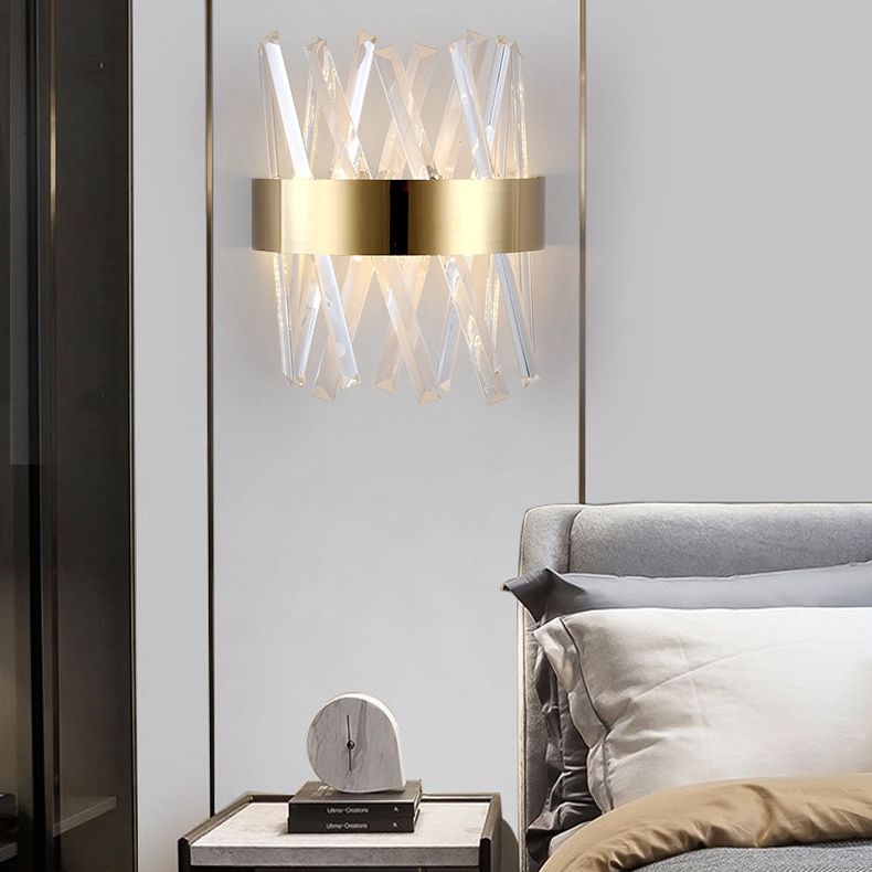Crossed Clear Crystal Strip Sconce Lights Post-modern Style Simplicity Wall Light in Gold