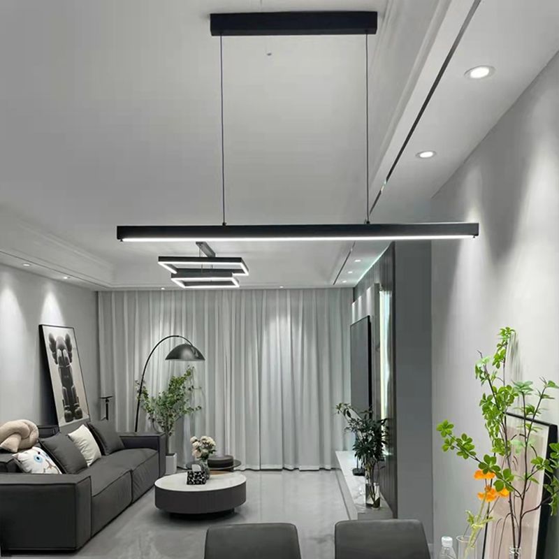 Contemporary Pendant Lights for Kitchen Island Linear Island Lighting in Black