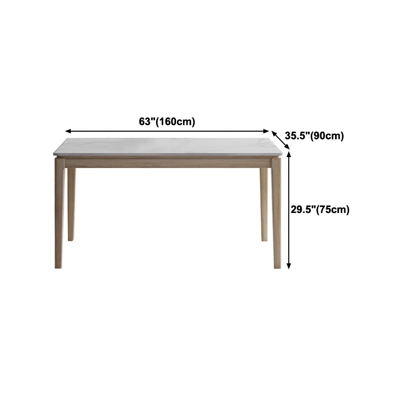 Witte bovenste eettafel Moderne vaste houten eettafel met 4 houten benen