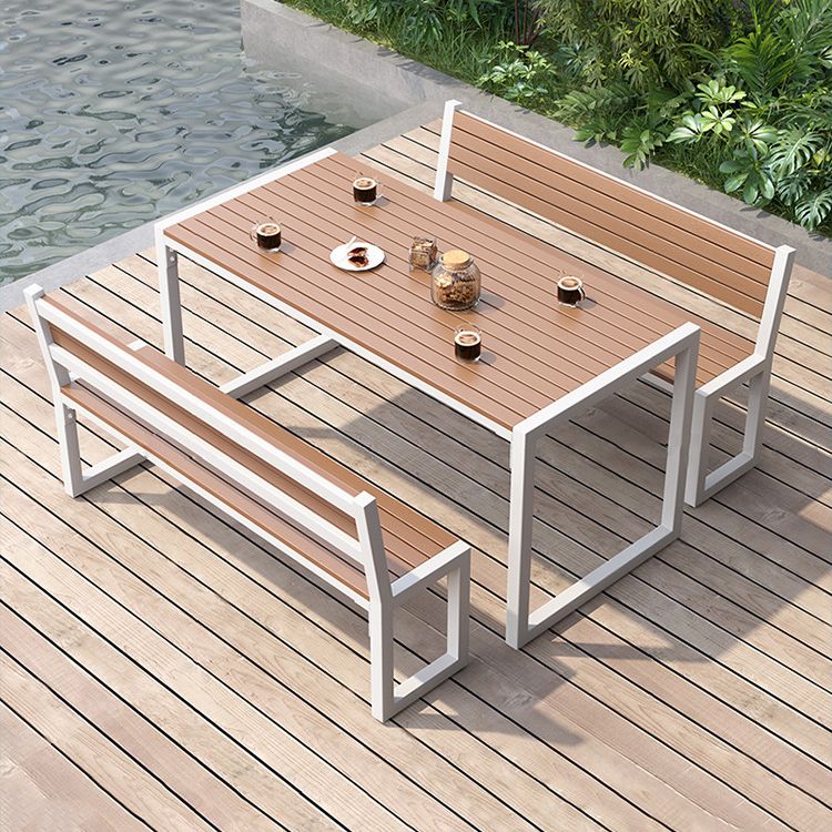 Modern Rectangular Picnic Table 1/3 Pieces Reclaimed Wood Dining Picnic Table