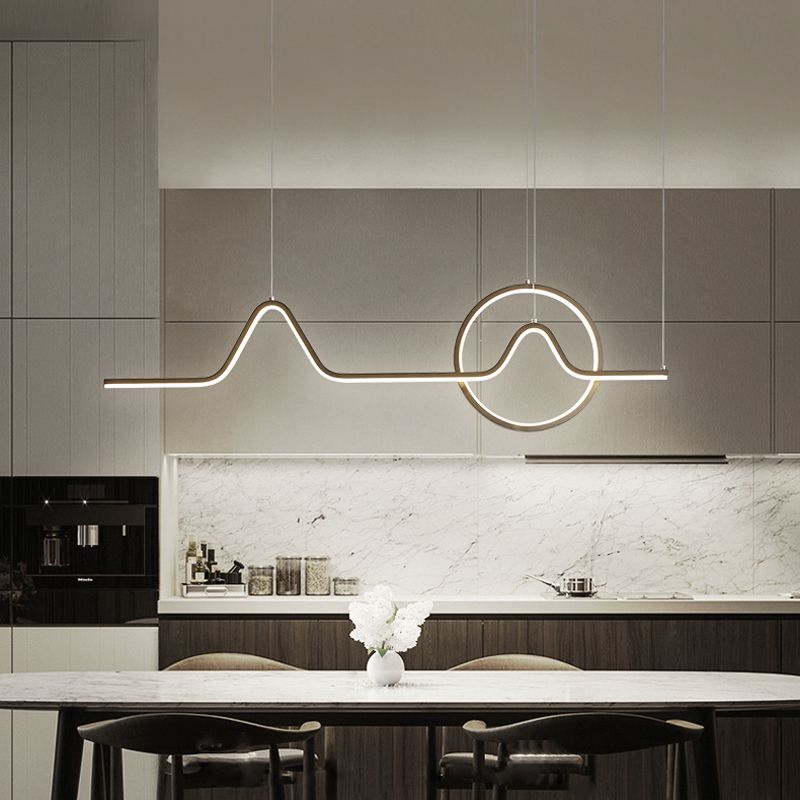 2 Lights Modern Style Island Pendants Metal Pendant Lights in Black for Dining Room