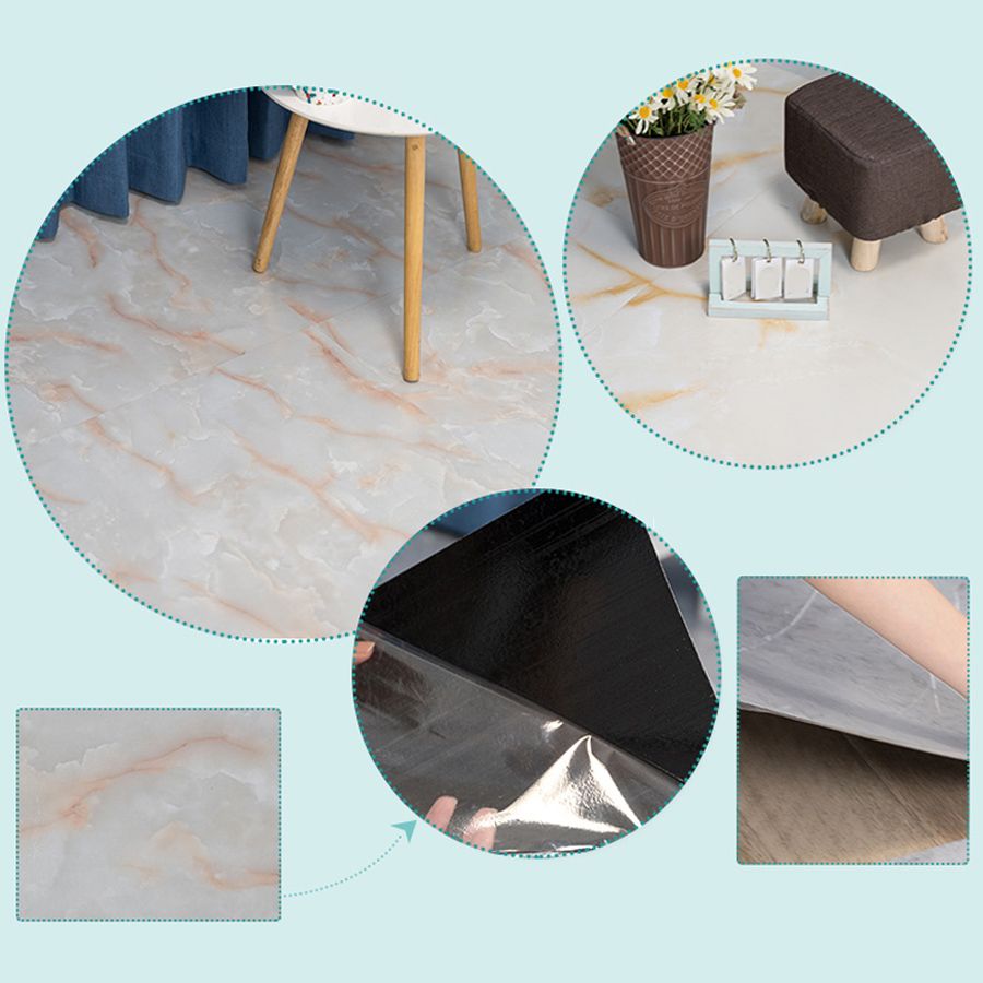 Modern Vinyl Tile Plastic Peel and Stick Marble Look Fade Resistant Tile Flooring