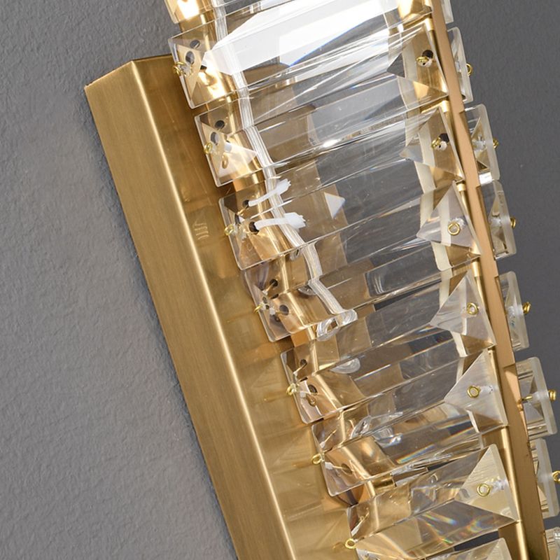 Modern Metal Wall Light Geometric Gold Wall Sconce with Crystal for Living Room