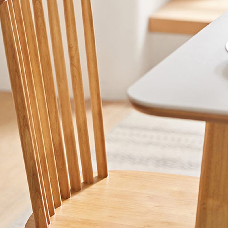 Contemporary Side Chair Rubberwood Dining Chairs with Slat Back