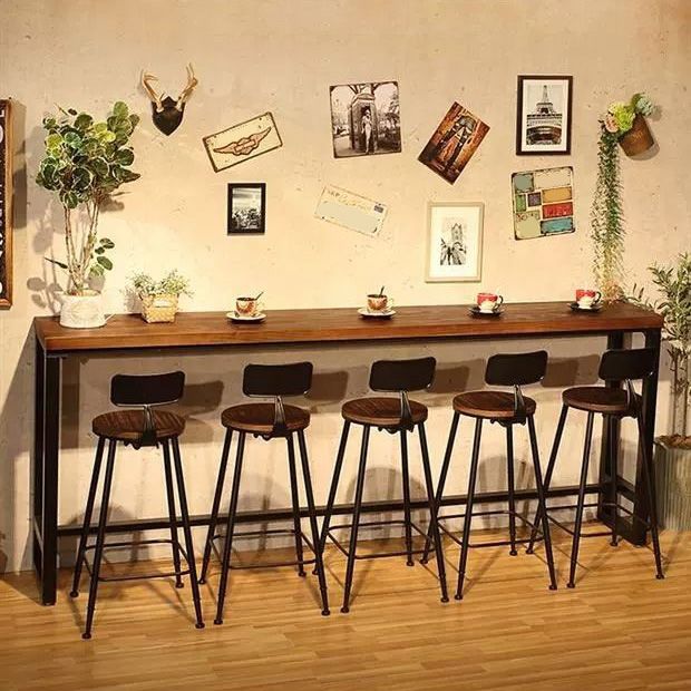 Industrial Rectangle Bar Height Table Solid Wood Bar Height Bistro Bar Desk
